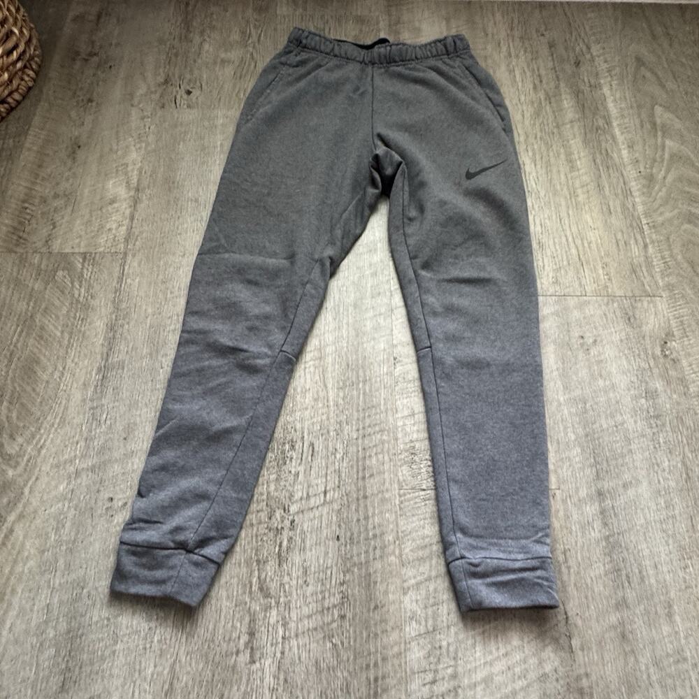 Nike Mens Dri-FIT Heather Charcoal Gray Tapered Training Jogger Pants Small